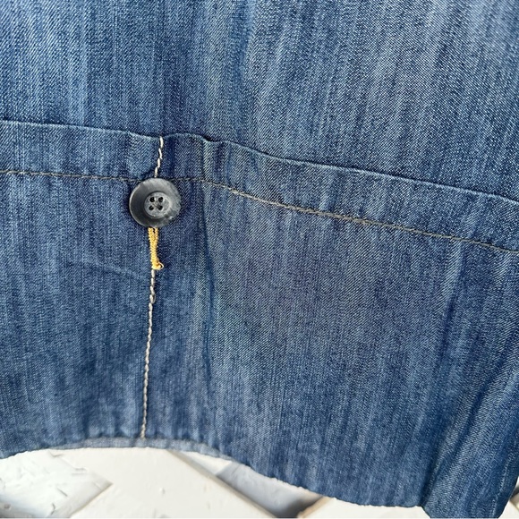 Anthropologie Wide Leg Chambray Cropped Trousers size 6 - Picture 2 of 10